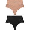 NEXT Donne Confezione da 2 Perizomi a Vita Alta Modellanti Pancia Piatta Nero/Pralina Nudo 40