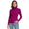 Qaffier Maglia da donna a maniche lunghe, casual, leggera, a collo alto, aderente, termica, a strati attivi