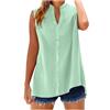 Generic Canotta da donna senza maniche casual in cotone e lino canotta con scollo a V camicetta estiva abbottonata maglietta da vacanza comoda maglietta per uscire gilet di base, 02 Verde menta, XL