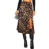 Yewanka Gonna longuette da donna in raso con spacco laterale a una linea elastica a vita alta con stampa leopardata ghepardo gonne lunghe in seta per le donne, Ghepardo, M
