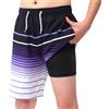 MEILONGER Costume da bagno per ragazzi 2 in 1, pantaloncini da bagno per bambini, ad asciugatura rapida, boardshorts, con biancheria intima interna a compressione, coulisse regolabile, 158