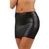MISS NOIR Minigonna da Donna Sexy Vinile Effetto Bagnato (S-3XL) Aspetto Cuoio Gonna Corta con Cerniera Gonne Wetlook Clubwear, Nero (9388-bk), L