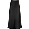 bgyujn Gonna da donna in raso tinta unita, versatile, leggera ed elegante, a vita alta, gonna lunga, a vita alta, casual, gonna invernale, vestibilità aderente, gonna in raso, alla moda casual, Nero , S
