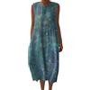 Gienslru Abito Donna Estivo Vestito Lino Lungo Elegante Senza Maniche FrescoVestitos Lungo Boho Chic Taglie Forti Curvy Mare Spiaggia Vacanza Caftano Mare Copricostume Floreale Abbigliamento