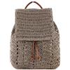 Aisi Zaino da donna in paglia intrecciata all'uncinetto, mini zaino da viaggio con coulisse, borsa a tracolla, grigio