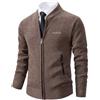 Shuanghao Uomo Giacca Cardigan Magliaone di Felpato Cardigan Casual Maglioni Zip Abbigliamento Primaverile Autunno Invernale Calda Morbida Elegante Outwear Tops per Uomo caffè M(Collare Baseball)