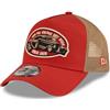 New Era Berretto da Camionista Auto Regolabile Cappellino Auto d'Epoca Hot Rod Maglia Visiera Curva Rosso Beige