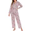 LUBOT Pigiama Donna in Cotone Leggero Estivo 100% Tessuto - Completo 2 Pezzi Maniche Corta e Lunga con Bottoni, Anti-Sgualcitura & Traspirante, per Notte e Casa