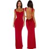 JYIXXZX Vestito Lungo Donna Sexy Maxi Abito Senza Schienale Aderente Vestito da Cerimonia Senza Maniche con Fiocco Vestiti Estate Tinta Unita Bodycon Abito da Sera per Party Cocktail Festa Discoteca