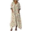 Udbeksid Vestito Estivo Donna Lungo Bohemien, Abito con Tasche e Scollo a V, Vestito Vintage Casual Maniche 3/4, Vestito Kaftano Elegante per Spiaggia Mare Copricostume Vacanza 2026