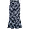 Generic Moda Francese a Vita Alta Vintage Scozzese Midi Tromba Gonna a Sirena Festa Elegante Ragazza Mori estetica Rom-Com Core Design Elegante-Blu-L