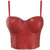 Woboren Nera PU Bustino Gotico con Bustino Gotico da Donna Top Corto Corset Top in Pelle (rosso, XS)