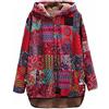 Generic Felpe con cappuccio con stampa etnica Cappotto a maniche lunghe con cardigan in peluche con giunzione per donna Giubbotto In Pelle Nero Donna Abbigliamento Donna