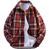 Cexiakong Camicia da uomo a maniche lunghe, a quadretti, vestibilità normale, per il tempo libero, alla moda, per il tempo libero, per il boscaiolo, taglie forti, casual, con tasca sul petto