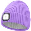 ATNKE LED Illuminato Berretto Cappello,USB Ricaricabile 4 LED Corsa Cappello Torcia Mani Libere Testa Lampada Invernale Calda Pile Foderato Lavorato Beanie Regali per Uomo e Donna/Taro Purple