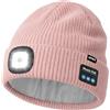 ATNKE LED Bluetooth Cappello con Luce,USB Ricaricabile 4 LED Senza Fili Musicale Altoparlante Corsa Cappello Invernale Calda Maglia Berretto con Pile Foderato Regali per Uomo e Donna/Bean Past Pink