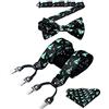 HISDERN Papillon e Bretelle Uomo di Natale Bretelles e Papillon Fazzoletto da Taschino Regolabile Forma di Y con 6 Clip Robuste