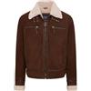 Infinity Leather Giubbotto da Aviatore Bomber in Vera Pelle Scamosciata di Pecora da Uomo con Fodera in Pelliccia