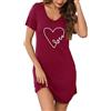 Demegimi Camicie da Notte Donna Estiva con Stampa a Forma di Cuore Cotone Pigiama Donna a Collo Rotondo
