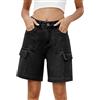 KBOPLEMQ Y2K Vintage Baggy Jean Shorts Donna Bermuda Pantaloni corti Lavati Gamba Capri Pantaloni Casual Barrel Jeans Denim Shorts Oversize Jorts Y2K Casual Denim Pantaloncini estivi, Z2 nero., L