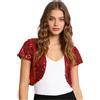 inlzdz Bolero Donna Paillettes Glitter Cardigan Elegante Giacca Manica Corta Aperto Fronte Crop Top Coprispalle per Sposa Matrimonio Nuziale Camicia da Notte