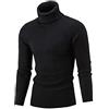 GUOCU Uomo Autunno Inverno Manica Lunga Collo Alto Maglione Tinta Unita Slim Fit Classico Casuale Maglia Pullover Tops Nero XL