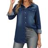Mymyguoe Camicia da donna in jeans, a maniche lunghe, morbida, in denim, moderna, oversize, slim fit, camicetta da donna, classica, casual, a maniche lunghe, con bottoni, arrotolabile, Q1 Blu, M