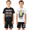 Get Trend Minecraft Corto Pigiama Ragazzo, Confezione da 2 Morbido Pigiami Estivi Bambino con Maglietta e Pantaloncini, Regalo Ragazzo (11-12 Anni, Nero/Bianco, Confezione da 2)