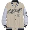 Vagbalena Giacca College da Uomo Vintage Street Letter Varsity Jacket Giacca da Baseball Stampata con Bottoni a Maniche Lunghe Giacca da Lavoro Autunnale con Blocco dei Colori (Albicocca,XXL)