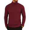 COOFANDY Maglione a Collo Alto Uomo Camicia a Maniche Lunghe T-Shirt Leggera Pullover Slim Fit Vino Rosso L