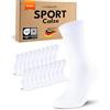 sockenkauf24 10 Paia Calze Sportive Uomo Donna Calzini Tennis Spugna Rinforzati Crew Socks Bianco 39-42