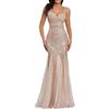 Daikascbny Abito Elegante Vintage da Donna per Damigella d'Onore, Cerimonia, Banchetto - Vestito Lungo da Sera Curvy con Spalline e Ruffles per Cocktail