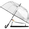 Sternenfunke Ombrello trasparente grande XXL Ø 112 cm trasparente | ombrello matrimonio XXL coppia di sposi | ombrello trasparente incl. borsa per il trasporto | bordo nero, trasparente-nero, Ø112 cm