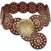 WULIQIUQIU Cintura larga a disco da donna Boho Concho in pelle vintage Western cintura in vita, Marrone, 101CM/39.8IN