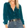 R.Vivimos Womens Tops Camicette Sexy Manica Lunga Collo A V Button Down Camicie Velluto