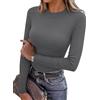 Totatuit Maglietta Donna Maniche Lunghe T-Shirt Elegante Top a Collo Alto Lupetto Casual Maglia Sexy Slim Fit Basic Solido Tee