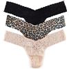 Hanky Panky Low Rise Thong - Mutande Donna in Pizzo Elasticizzate, Set 3 Pezzi, Tanga Donna Comodi e Colorati a Vita Bassa - Slip Donna Cotone e Nylon, Lingerie per Completo Intimo Donna, Taglia Unica