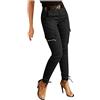 KBOPLEMQ Pantaloni cargo da donna skinny cargo leggings pantaloni slim fit pantaloni da lavoro con vita alta fashion vita alta pantaloni a matita chinos streetwear vita elastica pantaloni con tasca tinta unita