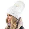 Alur Cappello Donna Invernale con Pom Pom - Universale Berretto Donna Invernale Calda e Elegante - Cuffia Donna Invernale in Maglia - Morbida e Elastica Berretto Beanie (Bianco)