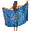 Mandala Life ART Pareo Da Spiaggia Donna Grande Lungo Frangia Blu Telo Sarong Xxl Bohemian Copricostumi Da Mare Bikibi Cover Up Sclarpa Gonna Decorazione Murale Arazzo Da Parete 180X120Cm Rayon Fatto In India