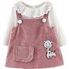 Verve Jelly Neonate Vestiti Ruffle Tinta unita T-Shirt Top Pullover + Tasca frontale Bretella Gonna complessiva Abito 2 pezzi Autunno Inverno Outfit Rosa 73 0-6 mesi