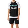 In One Clothing Pigiama corto da ragazzo, morbido jersey singolo in 100% cotone e pantaloni a forma di bermuda, Play The Game, 152