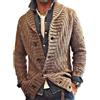 Generic Cardigan da uomo con collo sciallato leggero con bottoni a maglia a coste lavorato a maglia a maniche lunghe stile vintage, L
