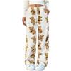 WINKEEY Pantaloni Pigiama Donna Invernali in Flanella Pantaloni Larghi comodi e morbidi in pile con Motivo di orsetto carino per la casa,Bianco L