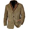 Generico Giacca da Uomo in Camoscio Bomber Giubbotto Vintage con Zip Intera Casual Stile Vintage Classico Giacca Safari da Uomo con Bottoni collo alto Giubbotto da Lavoro