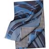 Prettystern sciarpa lunga elegante da uomo a 2 strati classica business cerimonia pura seta frange corte motivo scozzese blu grigio AB08