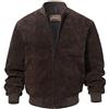 FLAVOR Uomo bomber da baseball in pelle da in pelle di maiale scamosciata vintage