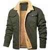 Generico Giubbotto Invernale Uomo Foderato in Pile Giacca di Velluto a Coste Turn-Down Collare Militare Giubbotti Invernali Caldo Outdoor Casual Trucker Giacche Leggero Quotidiano