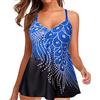 Generic Tankini Donna Curvy Costumi Taglie Forti Costumi da Bagno da Bagno Imbottito Plus Costume Stampa Taglia Costume Abbigliamento Donna Estivo Bikini Vita Alta