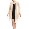 WLLDDDIU Coprispalle Leggero in Chiffon Trasparente da Donna, Poncho con Mantella e Cardigan Aperto sul Davanti, Elegante Abito Estivo per La Sera, per Gli invitati alle Feste di Nozze, Albicocca M